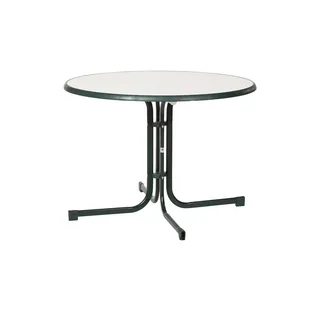 Sieger Boulevard-Klapptisch mit mecalit-Pro-Platte Ø 100 x 72 cm smaragdgrün/marmordekor weiß