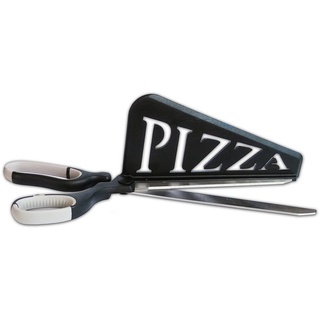 HIT Trading Pizzaschere PIZZASCHERE mit Schaufel Küchenschere Pizzaheber Pizzaschneider Pizza Schere 48 grau|schwarz