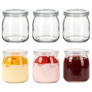 Drwosm 6er Set Joghurtgläser mit Deckel 200ml Dessertgläser mit Deckel Kleine Gläser Dessertgläser Glas Marmeladengläser Klein für Pudding und Gelee Zylindrisch mit Rutschfestem Boden