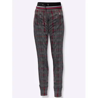 Jogger Pants INSPIRATIONEN, Damen, Gr. 50, Normalgrößen, rot (steingrau, rot, kariert), 85% Polyester, 12% Viskose, 3% Elasthan, gemustert, kariert, mehrfarbig, lang, Hosen