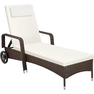 Tectake Rattan Sonnenliege 200 x 70 x 33 cm Braun