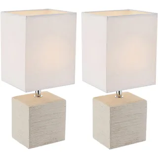 GLOBO Tischleuchte Beige/Weiß 2 St.