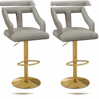Costway Barhocker 63-85 cm Samt Grau