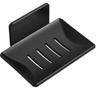 Seifenschale, Edelstahl Wand-Seifenschale mit Ablauf für Duschwand und Küchenspüle (Schwarz)