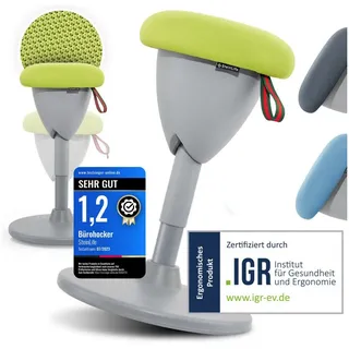 Steinlife Arbeitshocker Ergonomischer Bürohocker [Aktives Sitzen, Gesunde Haltung] (Sitzhocker Höhenverstellbar [48-68cm] Ergonomischer Hocker für Büro [Schwingeffekt] Wackelhocker Stehhocker, Arbeitshocker rutschfest Drehhocker) grau|grün