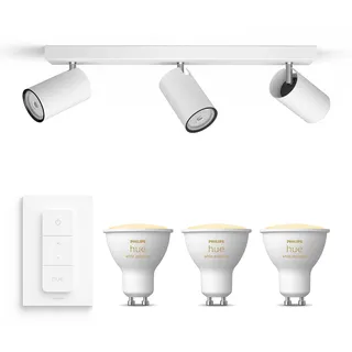 Philips Hue Kosipo Aufbaustrahler (Weiß) - Warm bis Kaltweißes Licht - inkl. Hue Dimmschalter - Deckenstrahler 3 Flammig - GU10 - Hue White Ambiance