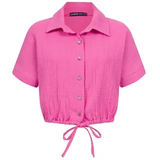 CLOUD 5IVE Klassische Bluse CLOUD 5IVE Cropped Baumwoll Bluse mit Knopfleiste & Tunnelzug XXL