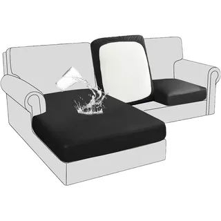 BXFUL Sofa Sitzkissenbezüge wasserdichte Leder Sofakissenbezüge Sofa Kissenbezüge Stretch Rückenlehnen Kissenbezug Couch Sofa Sitzbezug (Rückenlehnenkissen,Schwarz)