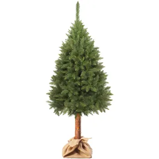 KADAX künstlicher Weihnachtsbaum 220 cm, Fichte Tannenbaum mit Naturstamm und schneebedeckten Spitzen, Christbaum aus PVC mit stabilem Ständer, Weihnachtsdeko (Carla 220cm)