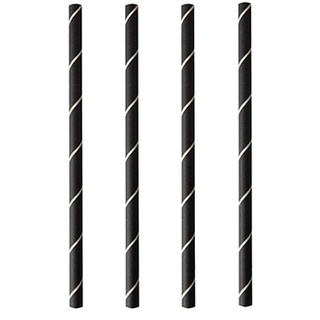 PAPSTAR 4000 Cocktail Trinkhalme, Papier Ø 7 mm · 15 cm schwarz/weiss "Stripes"