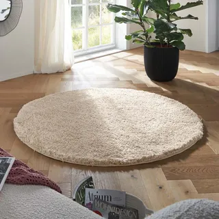 Taracarpet Flokati Teppich Langflor Kuscheliger Shaggy Weich Hochflor Wohnzimmer Schlafzimmer Home deko Modern Flauschig Anti-Rutsch Unterseite Beige 200 cm rund