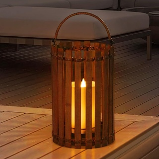 light to hope Bambus LED Kerzen Flackernde Flamme, LED Teelichter AA-Batterien Tischlampe Kabellos für Schlafzimmer, Garten, Esstisch, Balkon, Hotel