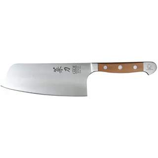 Güde Messer Solingen Schale Alpha Birne, Messerstahl, Chai Dao Messer 16 cm - CVM-Messerstahl - Griffschalen Birnenholz braun|silberfarben