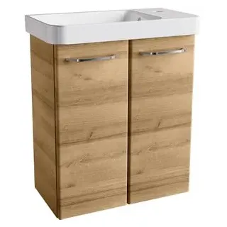 Fackelmann Waschtisch Milano, hängend, asteiche, Aufsatzwaschbecken aus Keramik, (B/H/T) 55,5 x 67 x 30 cm