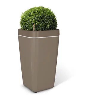 Emsa myBOX Decoline Blumensäule braun/braun mit weißer Decorline , Maße ca. L 350 mm x B 350 mm x T 640 mm Blumenkasten incl. Rahmen