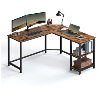 VASAGLE Schreibtisch Computertisch, L-förm Eckschreibtisch mit 2 Ablagen braun