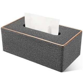 NUODWELL Feuchttücherbox Papiertuchbox Leder Tücherbox Kosmetiktücherbox Taschentuchspender grau