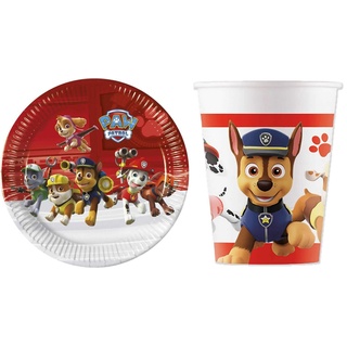 Procos Einweggeschirr-Set 16-tlg Set Kindergeburtstag Party Feier Fete Deko Motto Paw Patrol (16-tlg), 8 Personen, Pappe bunt