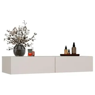 BDW MIKA Wand-Schminktisch, 110 x 40 x 20 cm, 2 Schubladen, Kaschmir-Weiß, Wandmontage, für Schlafzimmer, Bad, Flur (Kaschmir)