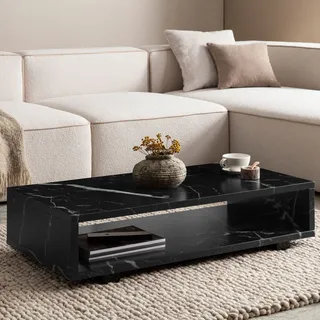 FineBuy Couchtisch Schwarz MDF 100 x 50 x 25 cm