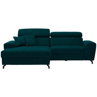 Carryhome Ecksofa, Petrol, Textil, 3-Sitzer, Füllung: Schaumstoff, Ottomane links, L-Form, 267x181 cm, Stoffauswahl, Liegefunktion, seitenverkehrt erhältlich, Rücken echt, Wohnzimmer, Sofas & Couches, Wohnlandschaften, Ecksofas