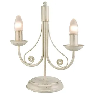 Licht-Erlebnisse Tischleuchte KELSIE, ohne Leuchtmittel, Tischlampe Shabby Chic Weiß rustikal 36cm hoch Wohnzimmer Lampe weiß