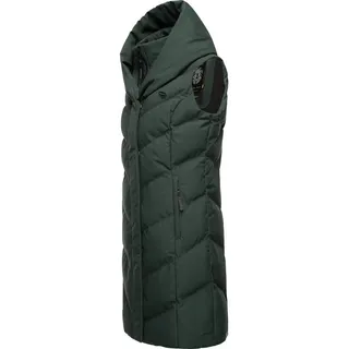 Ragwear Steppweste Natalka Vest stylische, gesteppte Winterweste mit gefütterter Kapuze grün XXXL (46)