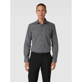 Super Slim Fit Business-Hemd mit Strukturmuster, Black, 40