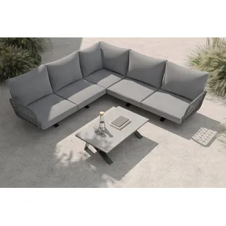 OUTFLEXX Laguna Gartenlounge, anthrazit/grau, Aluminium/Rope-Geflecht, pulverbeschichtet, inkl. Kissen