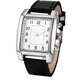 JewelryWe Herrenuhr Analog Quarz Armbanduhr Herren Klassische Retro Rechteckig Business Beiläufige Uhr mit Leder Armband Schwarz/Braun