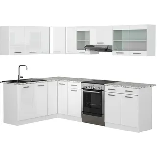 Vicco Rick Eckküche Weiß/Weiß Hochglanz 267 x 167 cm AP MarmorRick