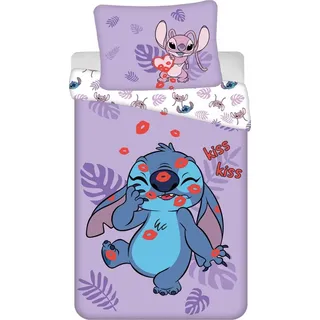 Jerry Fabrics Lilo & Stitch Baumwolle Lila 140 x 200 cm + 70 x 90 cm