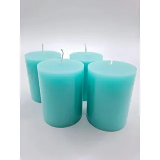 meytrade Stumpenkerze Kerzen 4er Set Farbe wählbar blau, rot, lavendel, türkis, rosa, sand (4 Stück), ca. 33 Std. Brenndauer grün
