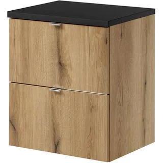 [en.casa] Waschbeckenunterschrank Skelbolu 50x60x40cm Eichenoptik/Schwarz [en.casa]