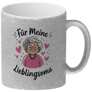 speecheese Tasse Für meine Lieblingsoma Glitzer-Kaffeebecher