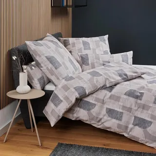 Janine Edelflanell Bettwäsche Chinchilla S 78070 silber anthrazit 135x200 cm + 80x80 cm - grau;beige