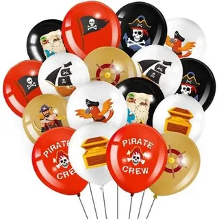 Luftballons 45 Latex 12Zoll Schwarz Rot Totenkopf Party Piraten