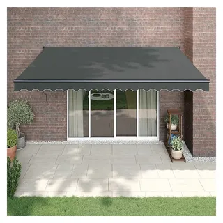 furnicato Markise Elektrische Terrassenmarkise 4x3 m Anthrazit mit Aluminiumrahmen UV-beständiger Sonnenschutz mit Fernbedienung und Handkurbel schwarz 300 cm x 400 cm x 1 cm