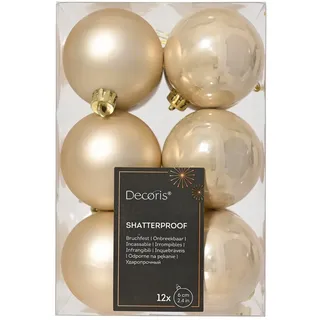 Christmas Decorations Weihnachtskugeln Kunststoff 6cm x 12 Stück Christbaumkugeln bruchsicher champagner