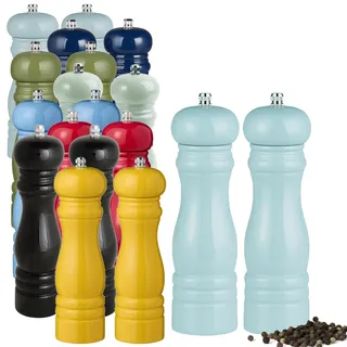 LS-LebenStil 2x Design Holz Salzmühle & Pfeffermühle 2 ́er Set Blau 21x5cm Keramikmahlwerk Gewürzmühle Mühle für grobes Salz Pfefferkörner