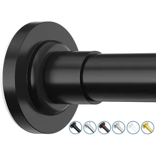 SUNALLY Duschvorhangstange, verstellbar, 81,3-190,5 cm, Federspannung, Duschstangen, Edelstahl, Teleskopstange für Badezimmer oder Fenster, kein Bohren, kein Rutschen, kein Rost, Schwarz