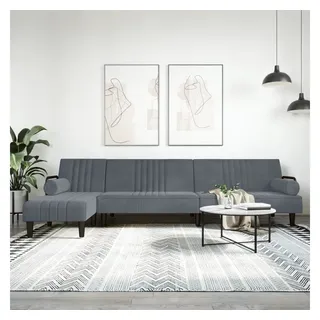vidaXL Schlafsofa in L-Form Dunkelgrau 260x140x70 cm Samt