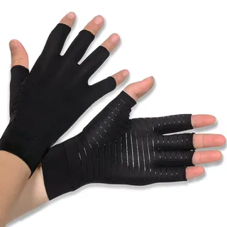 Donfri Kupfer Kompressionshandschuhe Fingerlos Rutschfest Damen Herren