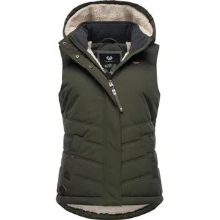 Steppweste RAGWEAR "Hesty", Damen, Gr. XL (42), grün (olivgrün), Außenmaterial: 100% Polyester. Innenfutter: 100% Polyester. Wattierung: 100% Polyester, tailliert Po-bedeckend, hoch geschlossener Ausschnitt, Westen Steppweste, Wasserdichte Outdoor-Weste mit abnehmbarer Kapuze