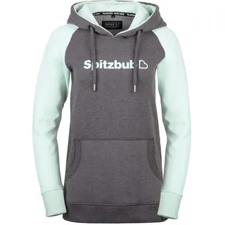 Spitzbub Damen Hoodie Pullover mit Kapuze Kapuzenpullover Alina in Grau/Türkis - XXL
