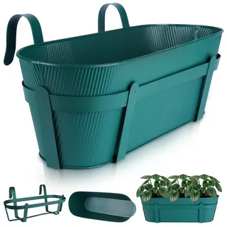 Balkon-Blumentopf Hängetopf Blumenkasten Übertopf aus Metall grün 51,5 cm