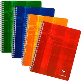 Clairefontaine 8812C - Notizbuch Metric, mit Doppelspirale 17 x 22cm, 112 Blatt 90g, kariert, 1 Stück, farbig sortiert