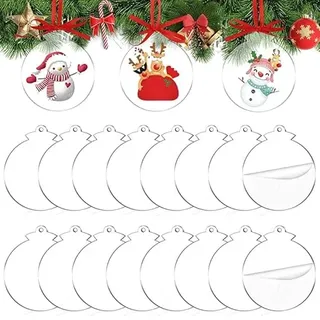 Cabilock 72er-Pack Acryl-Weihnachtskugeln zum Selbstgestalten – Transparente Sublimations-Rohlinge zum Beschriften, Bemalen & Bekleben – Flache Plotterrohlinge für DIY Christbaumschmuck