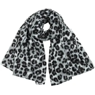 Caspar SC501 weicher warmer Damen XL Schal mit Leo Animal Print, Farbe:grau, Größe:Einheitsgröße - Einheitsgröße