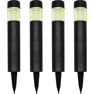 Spetebo Edelstahl Solar Gehwegleuchte 42 x 8 cm - 4er Set in anthrazit - Garten Wegeleuchte warm weiß